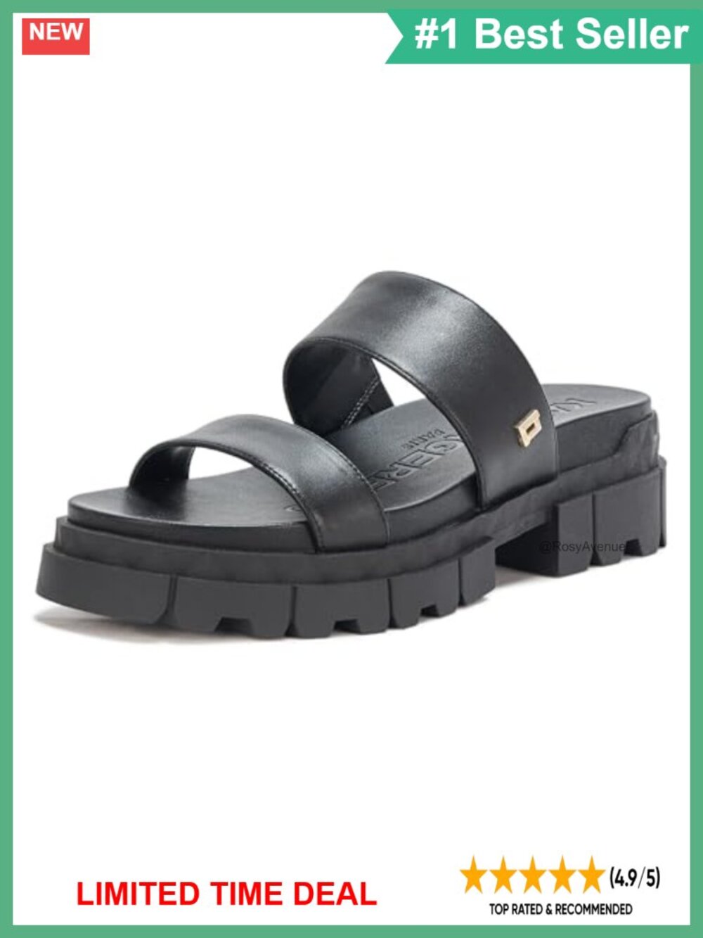 Platform Sandal Double Strap Lug Sole Slip On Open Toe
